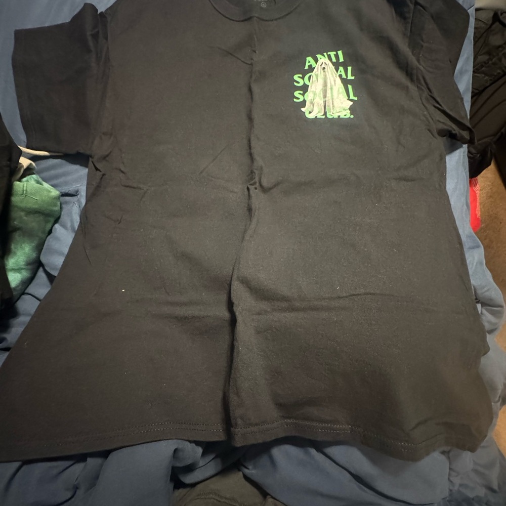 Anti Social Social Club Black Tee with Neon Green Logo